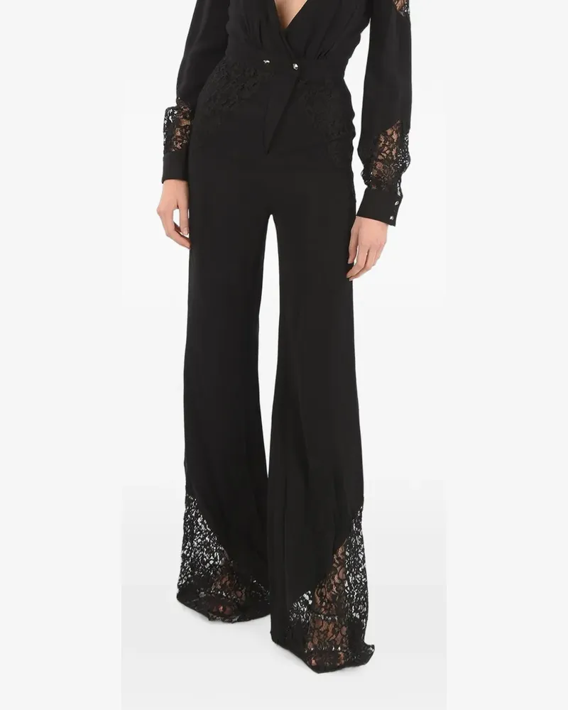 Philipp Plein lace-panelled V-neck jumpsuit - Schwarz Schwarz