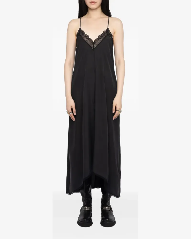 Zadig & Voltaire lace-trim midi dress - Schwarz Schwarz