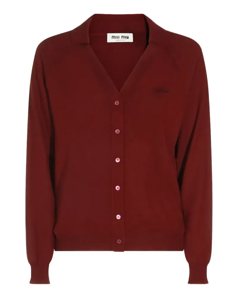 Miu Miu logo-embroidered cardigan - Rot Rot