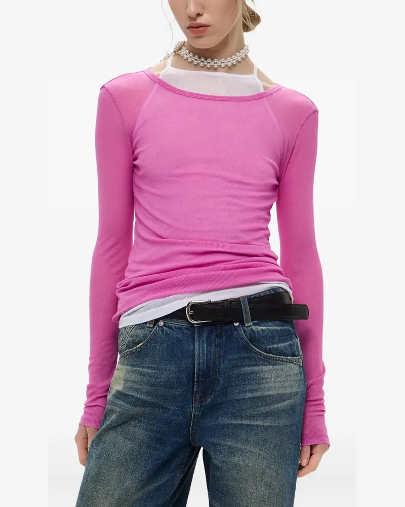 Miss Sixty Geripptes T-Shirt - Rosa Rosa