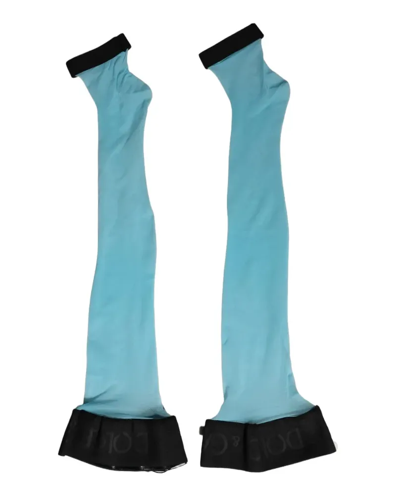 Dolce & Gabbana logo-waistband thigh-high socks - Blau Blau