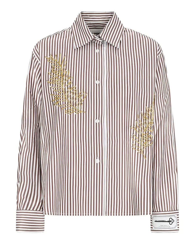 Des Phemmes sequin-embellished striped shirt - Braun Braun