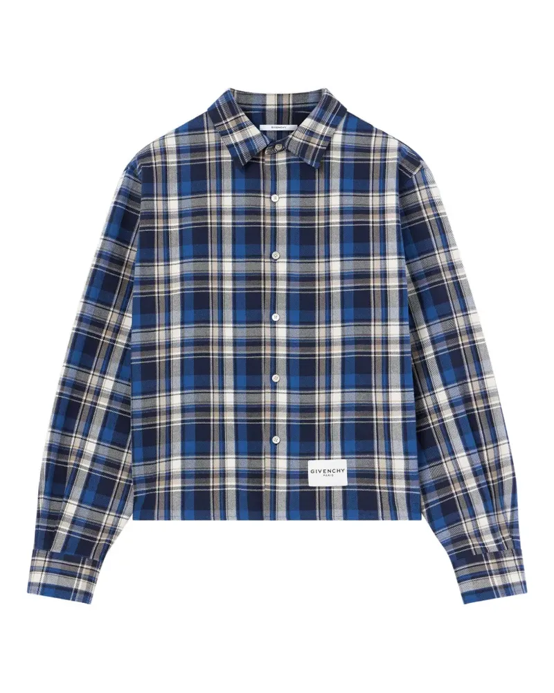 Givenchy Cropped-Hemd aus Baumwolle mit Karomuster - Blau Blau