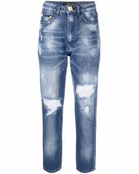 Philipp Plein Cropped-Jeans im Distressed-Look Blau