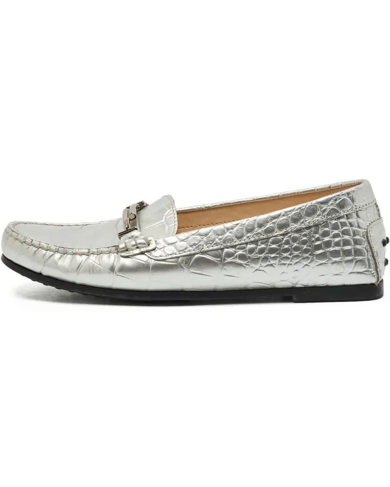 TOD'S Loafer mit Kroko-Prägung - Silber Silber