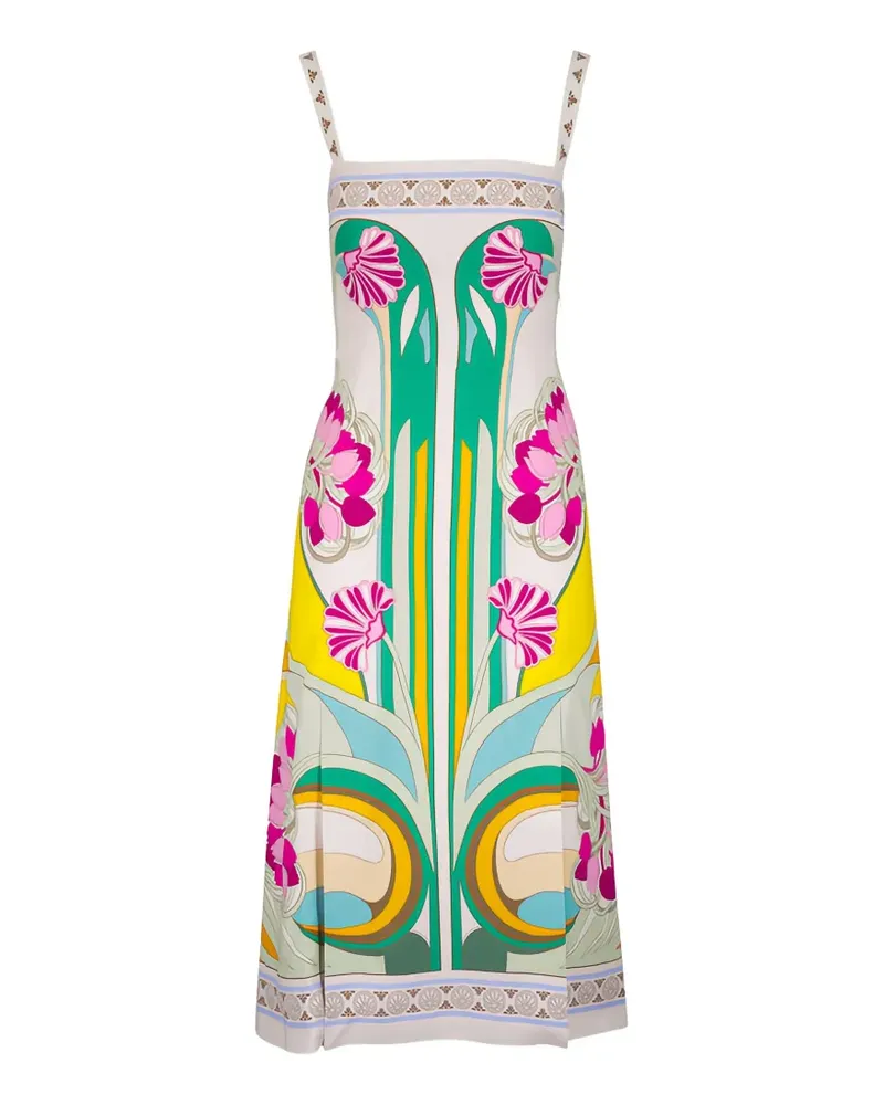 La DoubleJ floral-print sleeveless midi dress - Nude Nude