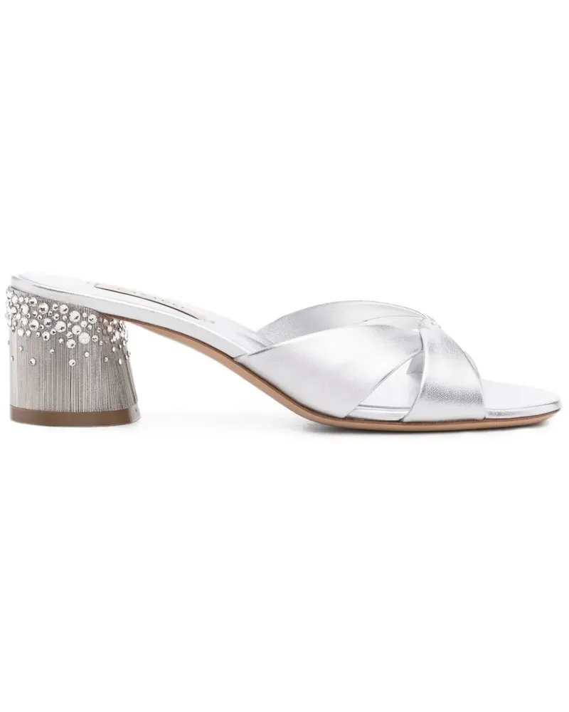 Casadei Kristallverzierte Sandalen mit Twist-Riemen - Silber Silber