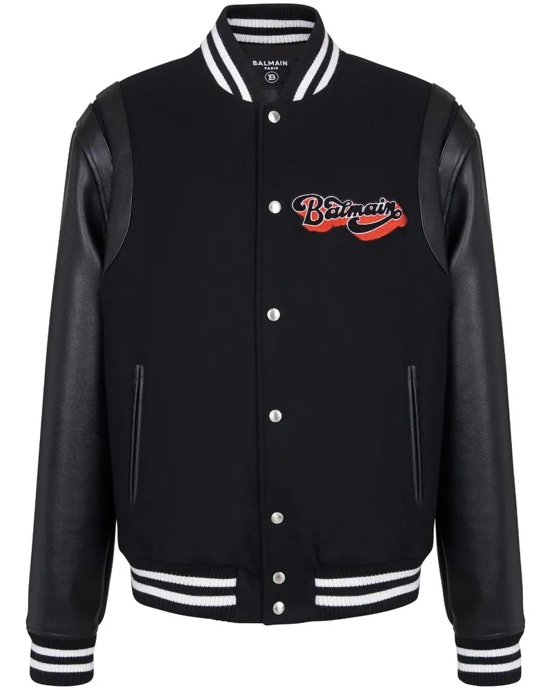 Balmain Bomberjacke mit Logo-Patch - Schwarz Schwarz