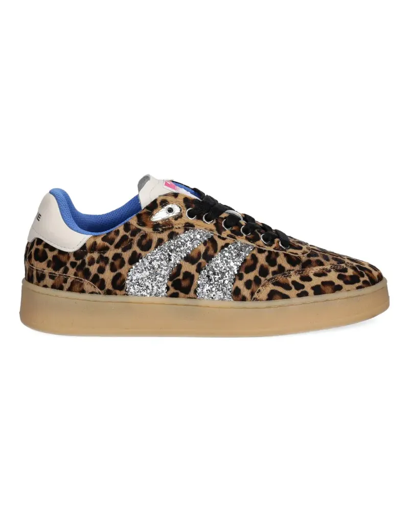 Crime Sneakers im Glitter-Look mit Leoparden-Print - Braun Braun