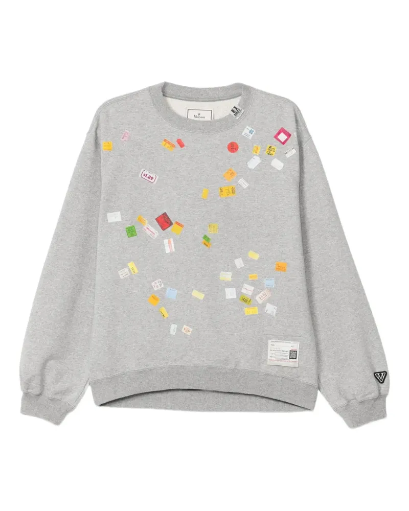 MIHARAYASUHIRO Sweatshirt mit Preis-Sticker-Print - Grau Grau