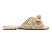 Flache Belinda Sandalen mit gewebter Schleife - Gold