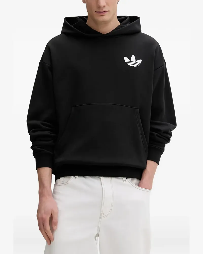 adidas World Wide Hoops logo-print pouch-pocket hoodie - Schwarz Schwarz