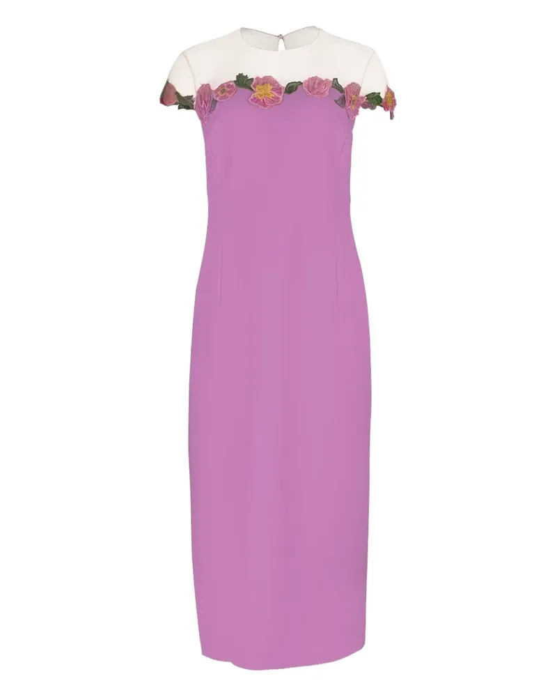 Oscar de la Renta Drapiertes Midikleid mit Verzierungen - Violett Violett
