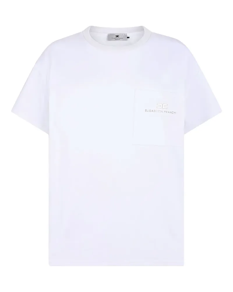 Elisabetta Franchi Pocket Pullover mit Logo-Schild - Weiß Weiß