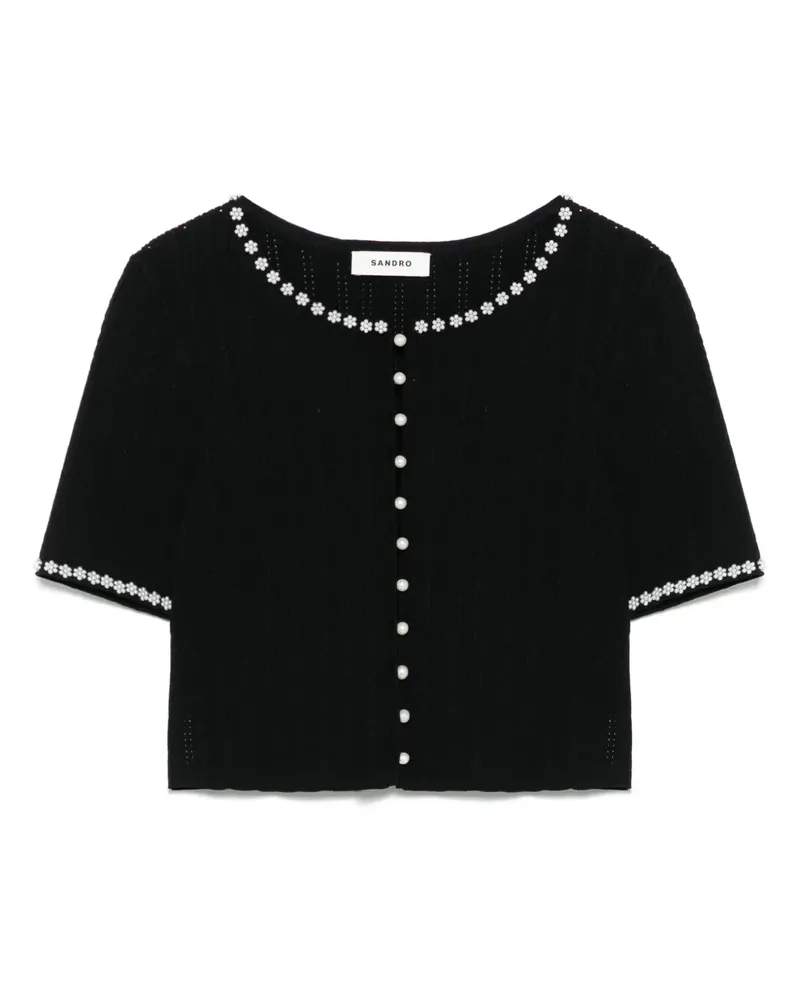 Sandro Klassischer Cropped-Cardigan - Schwarz Schwarz