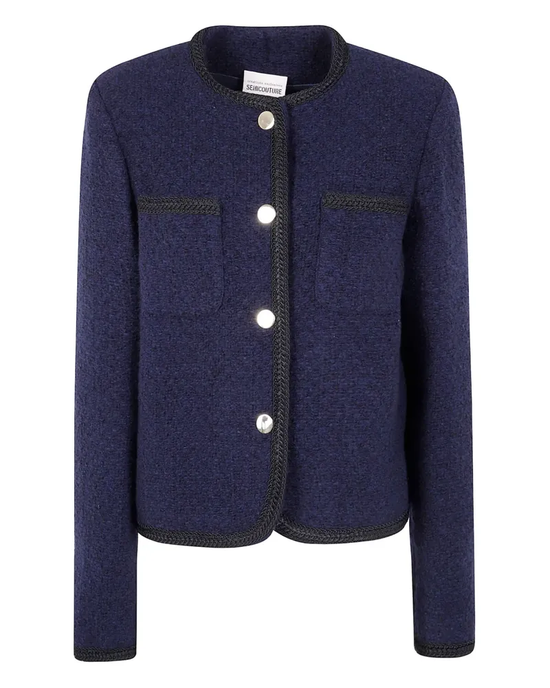 Semicouture Ricarda Wolljacke mit Flechtbesatz - Blau Blau