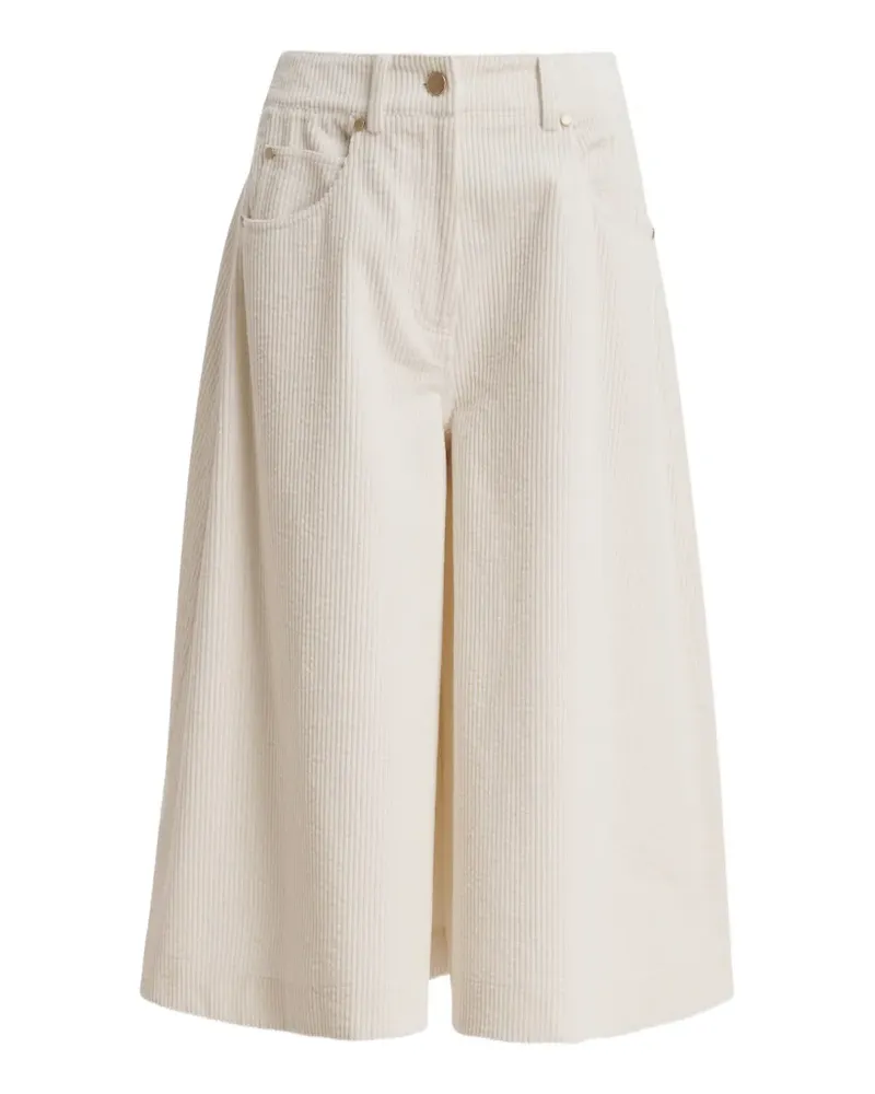 Essentiel Ausgestellte Cordshorts - Weiß Weiß