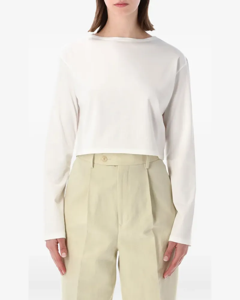 AURALEE Cropped-Langarmshirt - Weiß Weiß