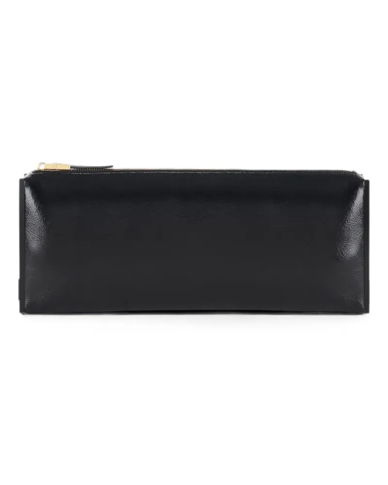 Elisabetta Franchi patent-effect clutch bag - Schwarz Schwarz