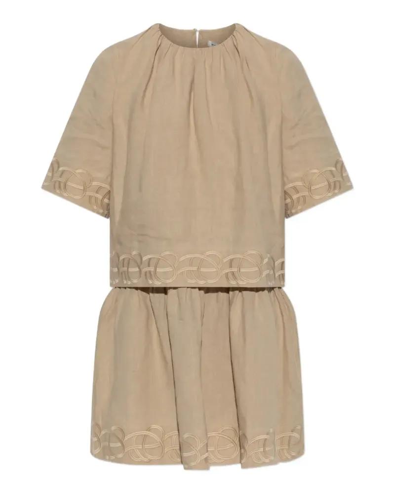 By Malene Birger Jania embroidered mini dress - Nude Nude
