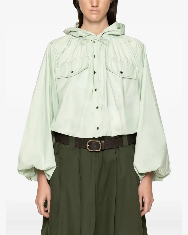 Sea Sullivan balloon-sleeve buttoned hoodie - Grün Grün
