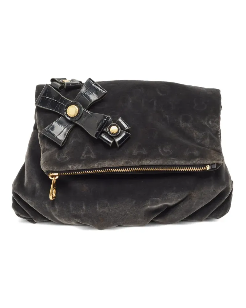 Marc Jacobs velvet bow-detail clutch bag - Grau Grau