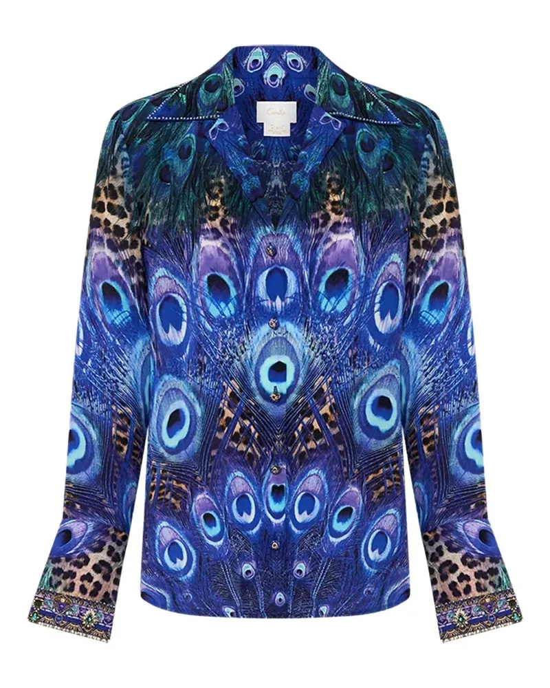 Camilla Hemd mit Peacock Rock-Print - Blau Blau