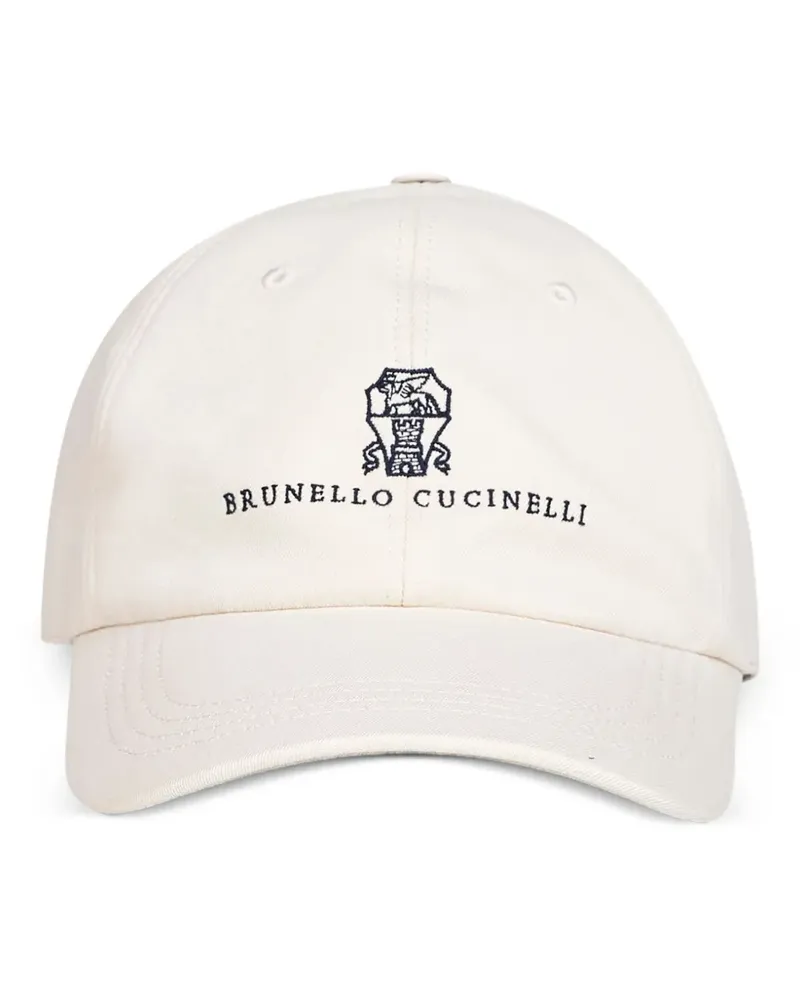 Brunello Cucinelli embroidered crest logo cap - Weiß Weiß