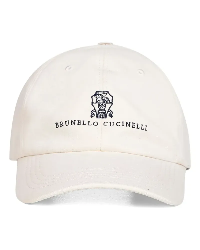 Brunello Cucinelli embroidered crest logo cap - Weiß Weiß