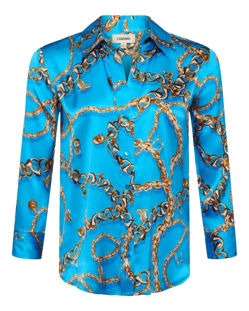 L'Agence Hemd mit Ketten-Print - Blau Blau