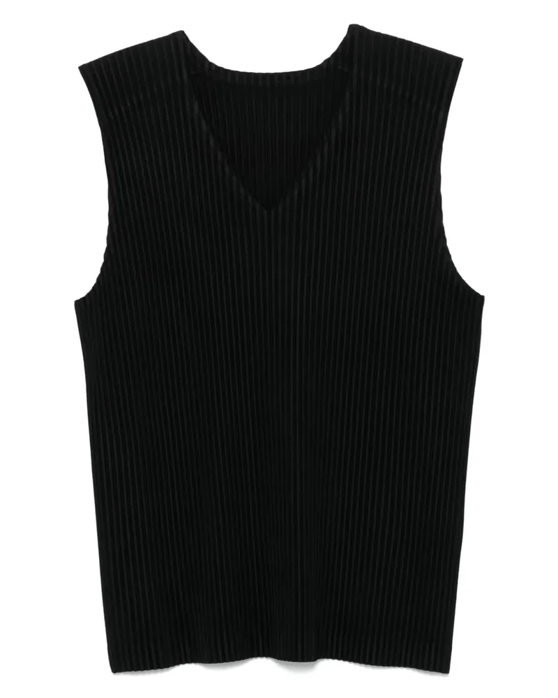 Issey Miyake Plissierte Weste - Schwarz Schwarz