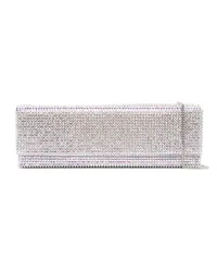 Amina Muaddi Paloma Clutch mit Kristallen Silber