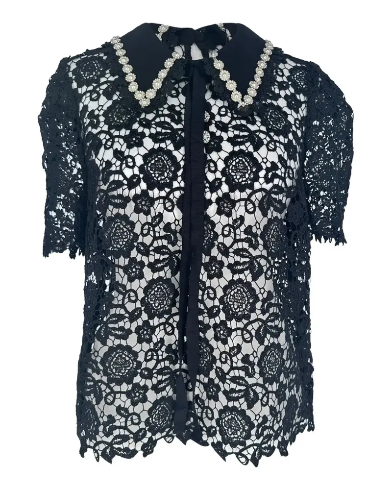 Self-Portrait 2021 Guipure Bluse aus Spitze - Schwarz Schwarz