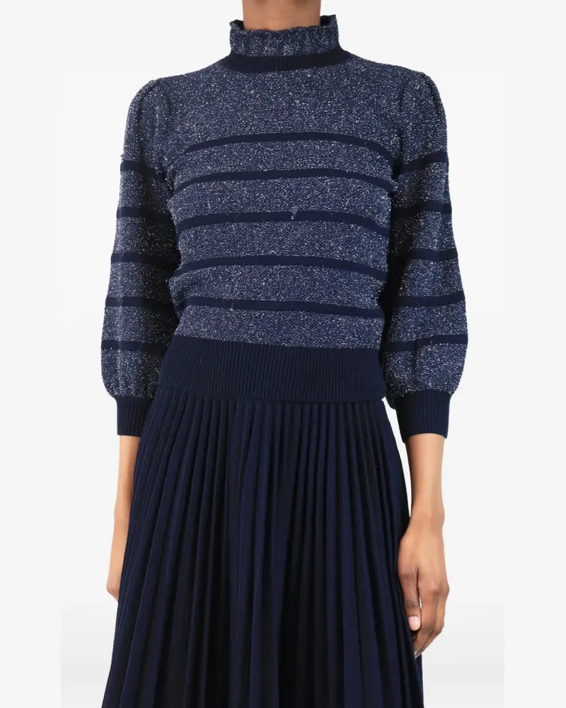 Co Gestreifter Lurex-Pullover - Blau Blau