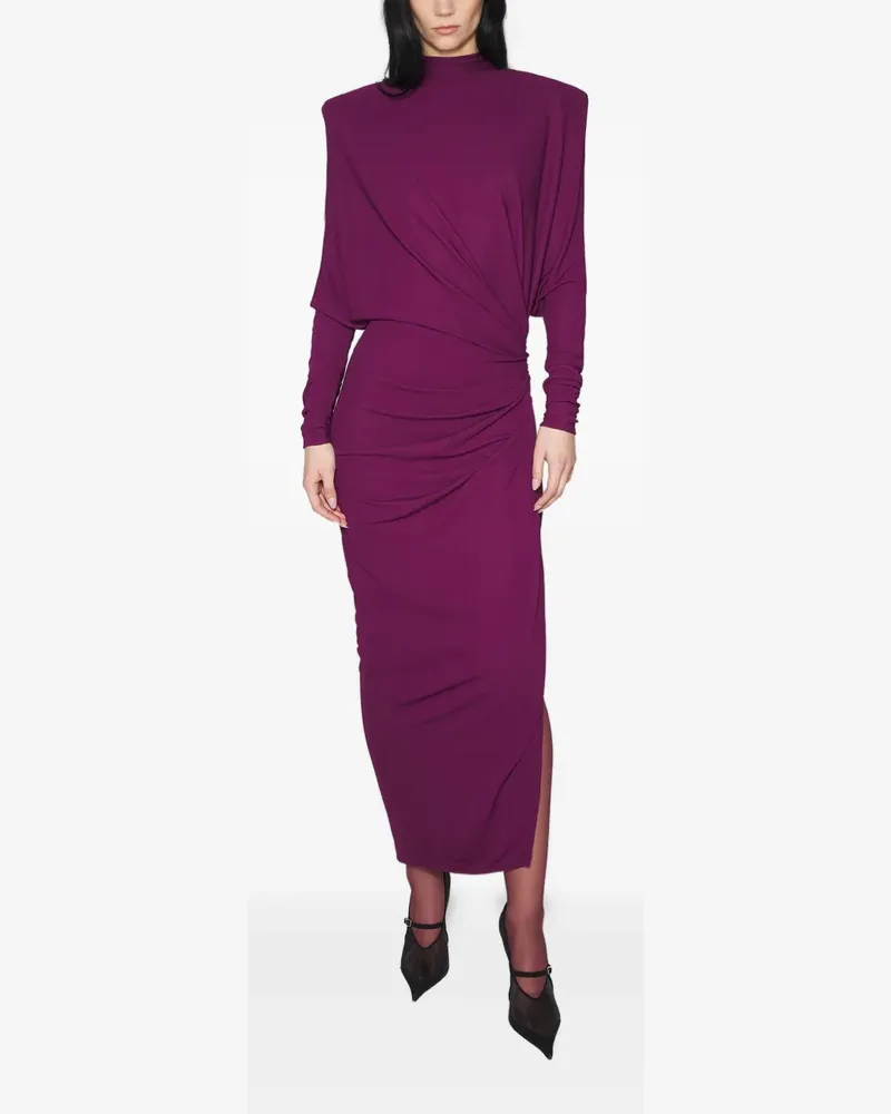 Thierry Mugler Drapiertes Maxikleid mit gepolsterten Schultern - Violett Violett