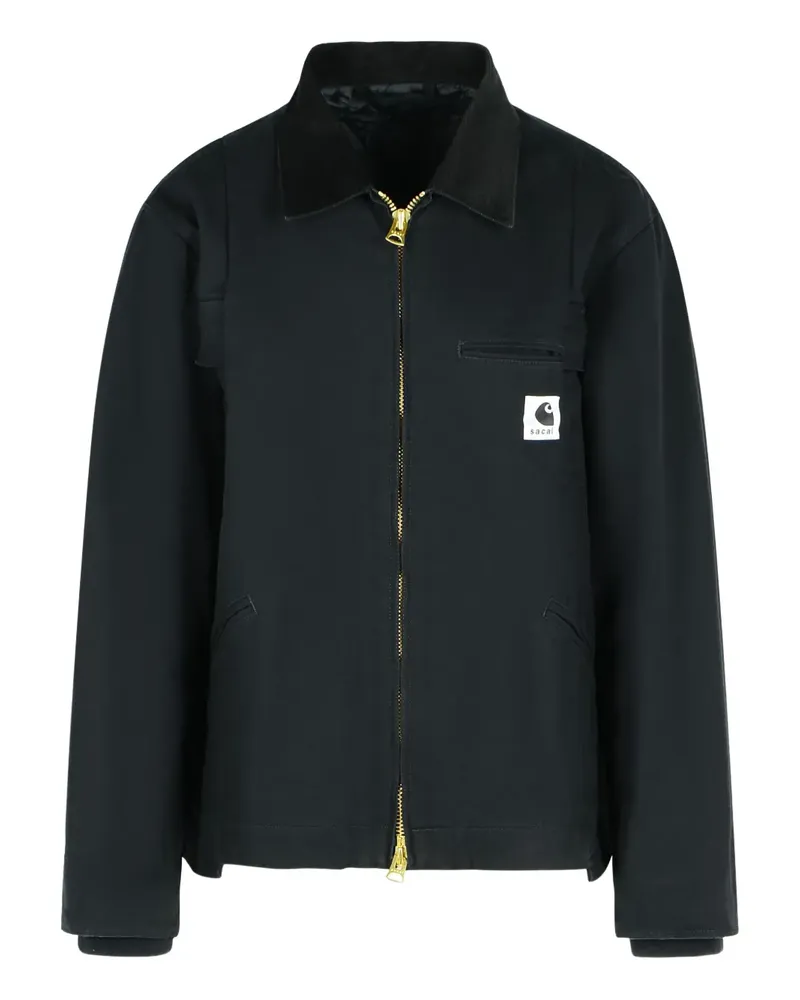 Sacai corduroy-collar jacket - Schwarz Schwarz
