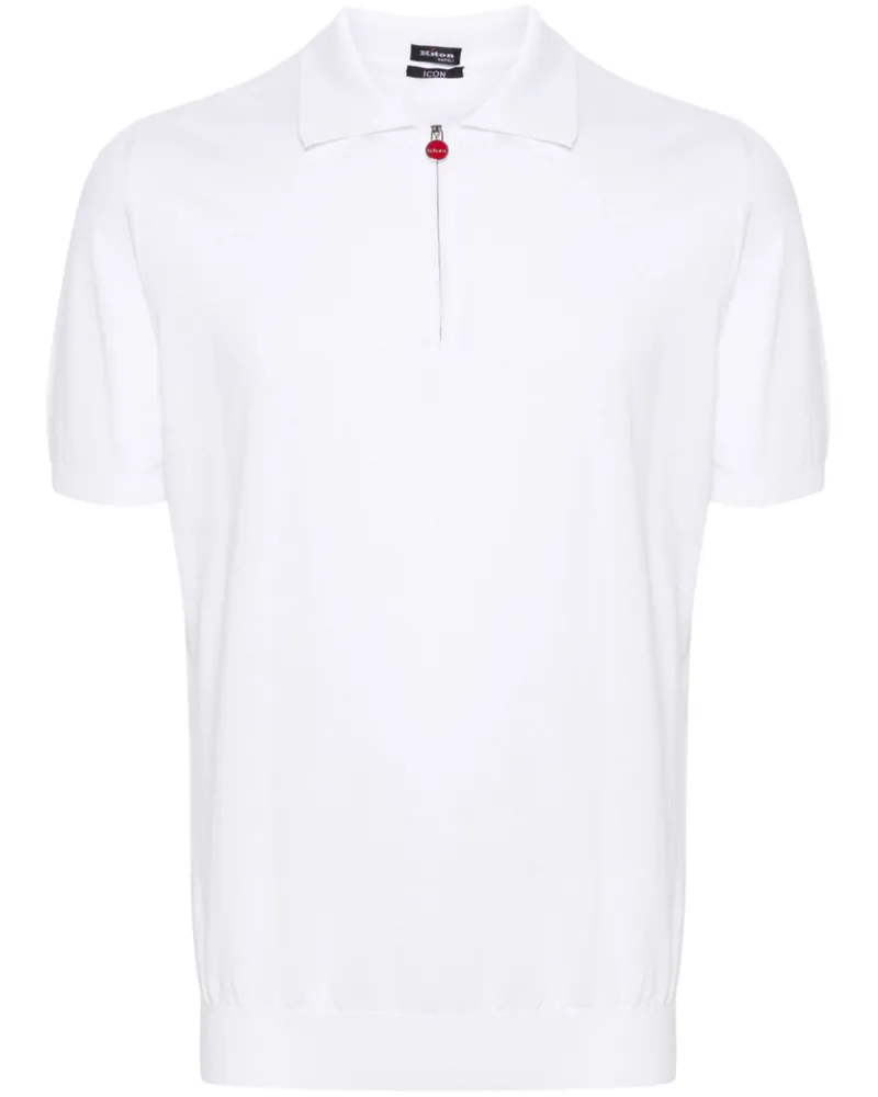 Kiton Fein geripptes Poloshirt - Weiß Weiß