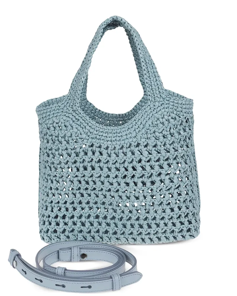 TOD'S crochet-knit logo-patch tote bag - Blau Blau