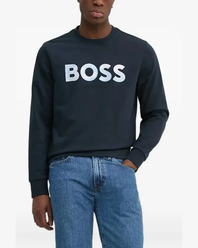 HUGO BOSS Sweatshirt mit Logo-Print - Blau Blau