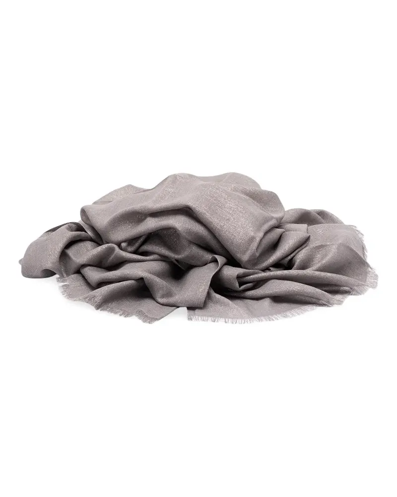 Brunello Cucinelli metallic-thread frayed scarf - Grau Grau