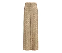 Palazzohose mit Blumen-Print - Nude