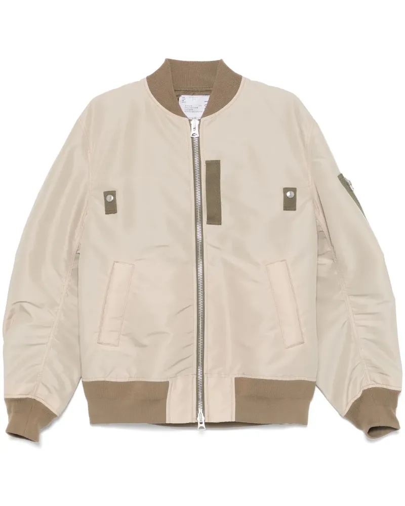 Sacai Bomberjacke mit Kontrastdetails - Nude Nude