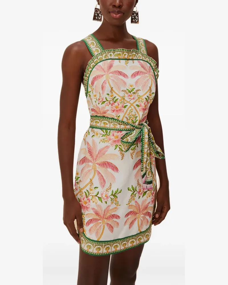 FARM Rio Palm Dream Minikleid mit Blumen-Print - Weiß Weiß