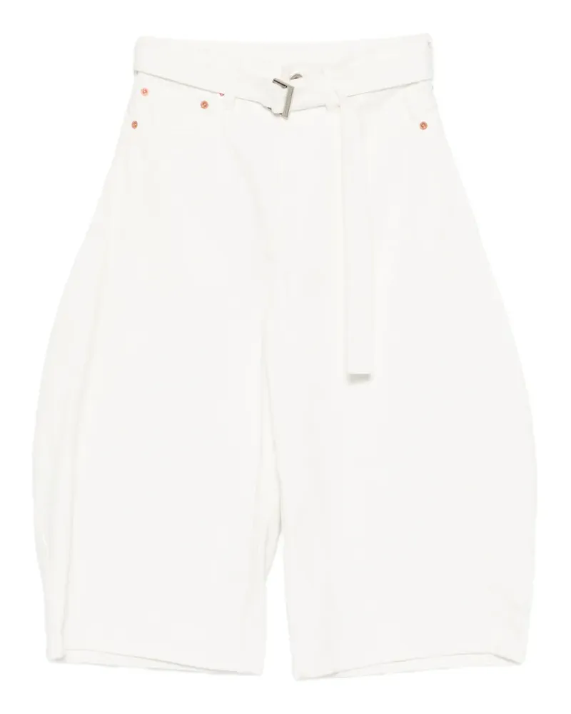 Sacai belted denim shorts - Weiß Weiß