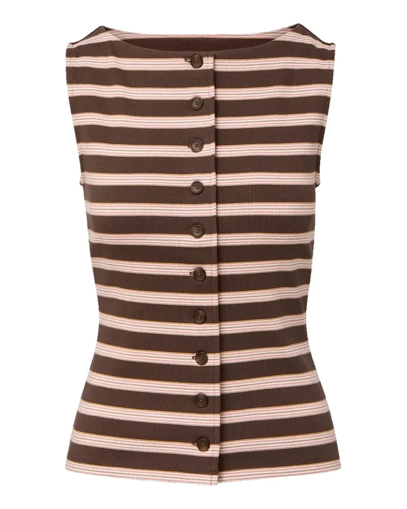 Veronica Beard Uma striped ribbed top - Braun Braun