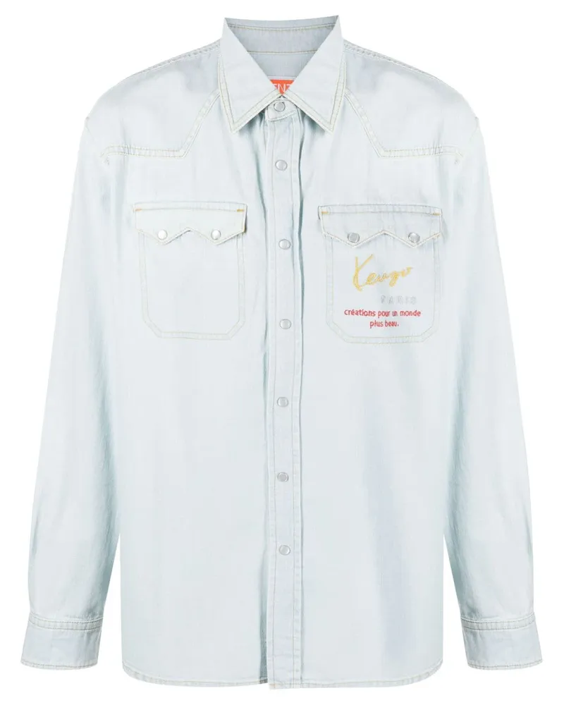 Kenzo Westernhemd im Jeans-Look - Blau Blau