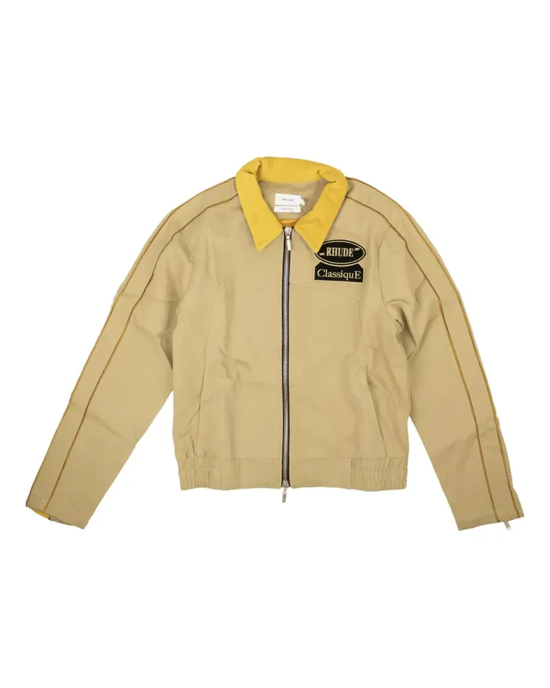 RHUDE ClassiquEf logo-patch cotton-twill jacket - Gelb Gelb