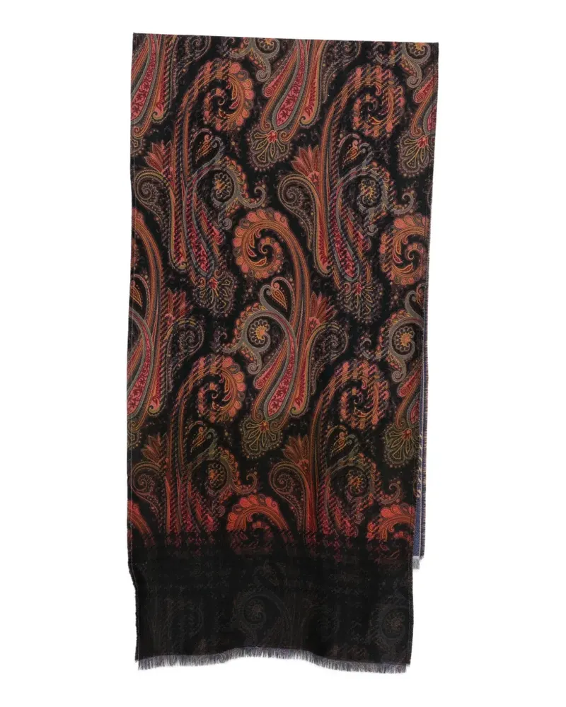 Etro paisley-print wool scarf - Blau Blau