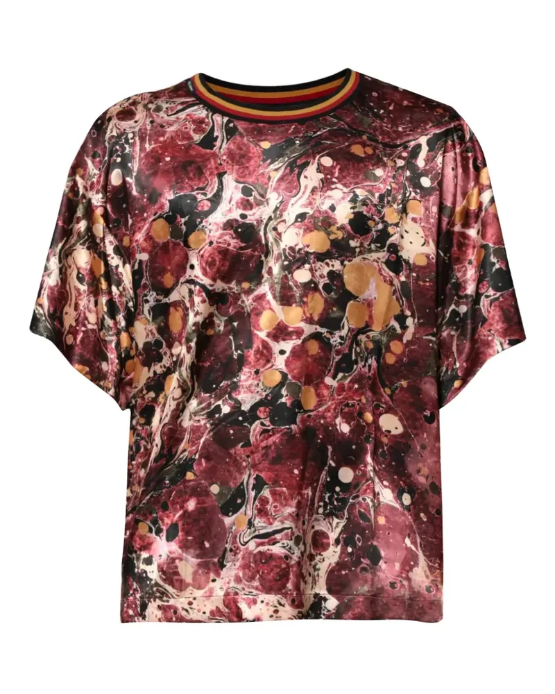 Dolce & Gabbana T-Shirt mit Marmor-Print - Rot Rot