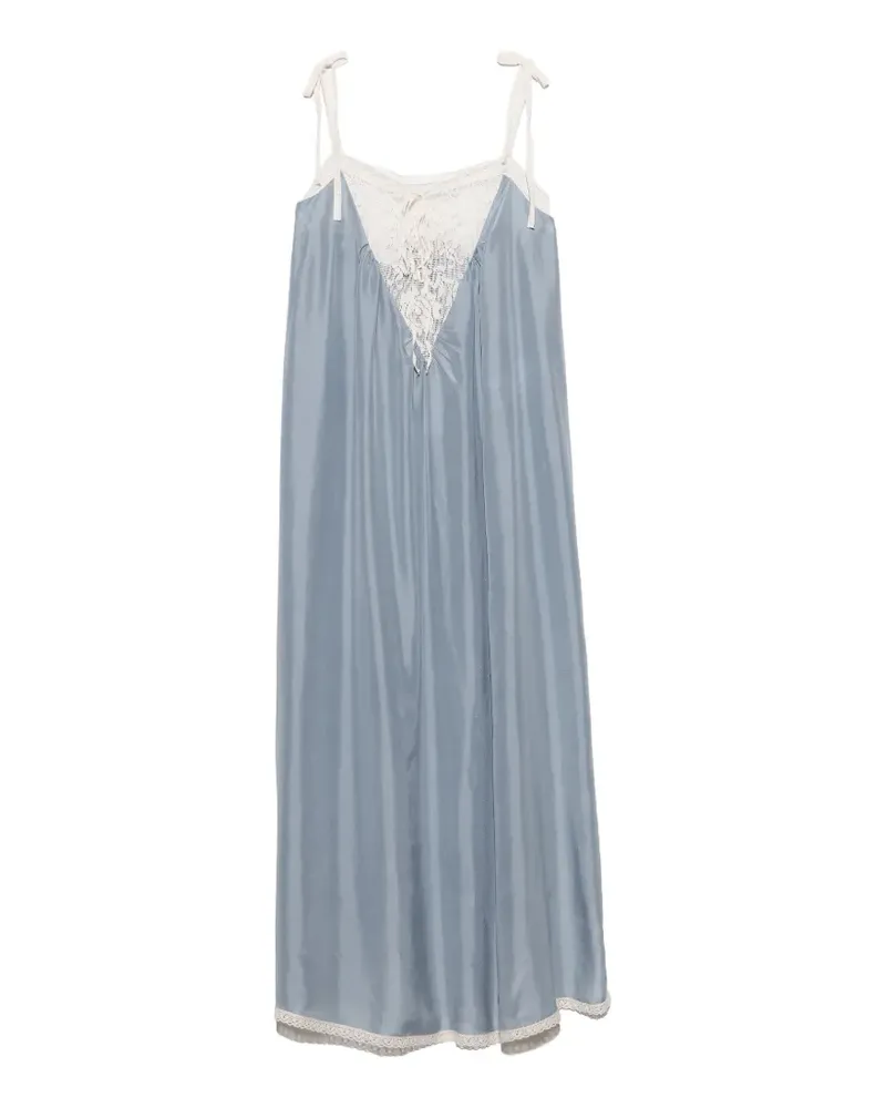 BIMBA Y LOLA Hellblaues Seidenkleid mit Spitzenriemen Blau